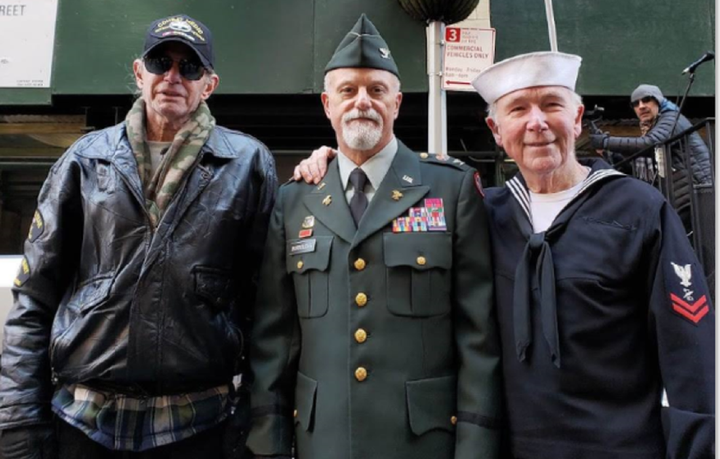 Photo (left to right): Vietnam Veteran Corpsman Hutch DuBosque, Colonel (Ret) US Army Michael Burroughs, US Navy Journalist Jerry Ashton